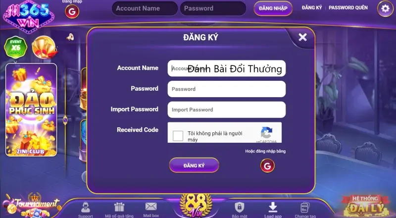 Hướng dẫn đăng ký tài khoản chơi game bài M365 Win cho người mới